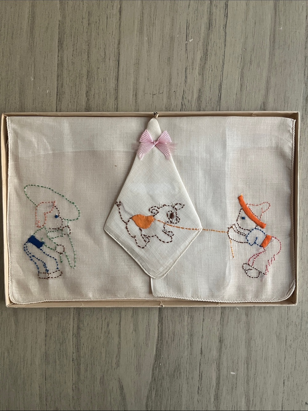 Embroidered Handkerchief Set by Best & Co. in original box